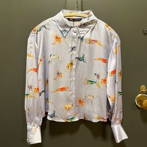 Zara cropped Blouse with dogs prints